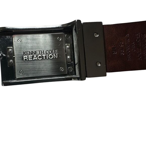 Kenneth Cole Reaction Reversible Metal Buckle/Belt Men's Size 38 Black/Brown - Picture 2 of 6